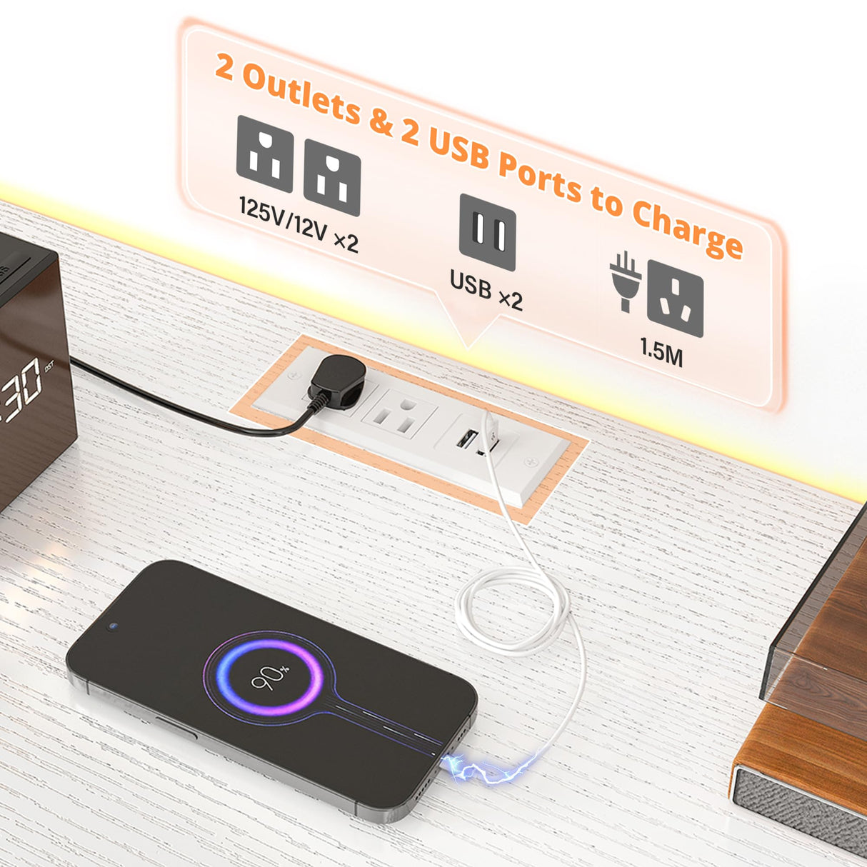 EnHomee 12 Drawer Dresser TV Stand for 65 70 75 Inch TV, 63" W Extra Long White Dresser for Bedroom with LED Lights & Power Outlets, Entertainment Center with Drawers, Fabric Dresser for Closet EnHomee