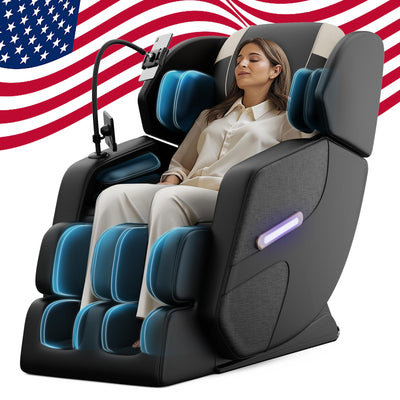 BILITOK Massage Chair with Zero Gravity, Recliner with Heating, Full Body Airbags, 6 Fixed Rollers, Touch Screen, Bluetooth Speaker, Black