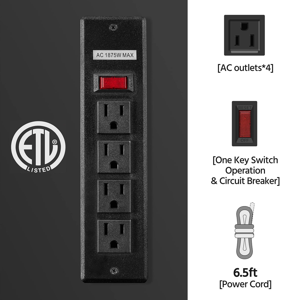 Yaheetech Black TV Stand with Power Outlet for TVs up to 65 in, Modern Media Entertainment Center with Doors & Storage Shelf, Wooden TV Console with 6 Robust Legs for Living Room Yaheetech