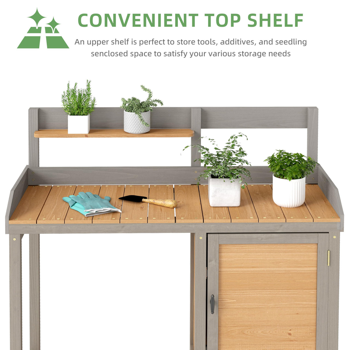 Outdoor Wooden Potting Bench Table with Sink, Garden Table Work Bench with Storage, Workstation for Outside Patio Lawn Mederla