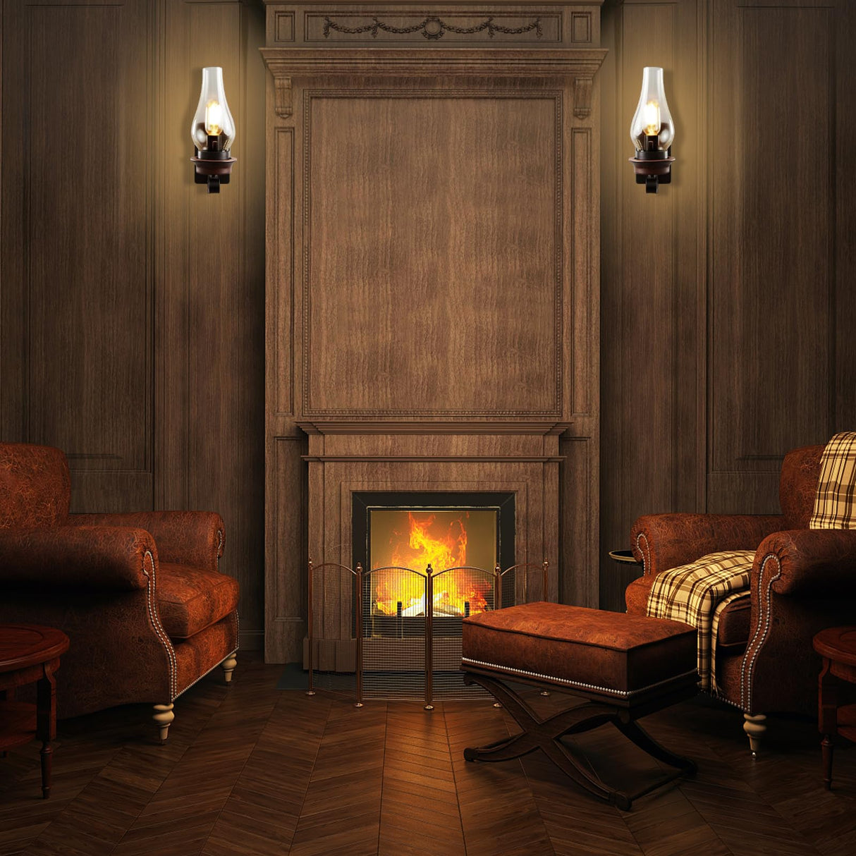 LightInTheBox Rustic Wall Sconce Vintage Farmhouse Wall Light Fixtures Industrial Glass Wall Lamp for Cabin Bedroom Living Room Hallway Fireplace (2PCS) LightInTheBox