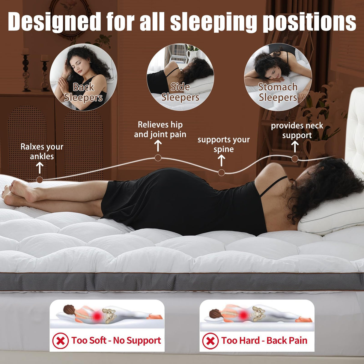 WhatsBedding 3 Inch Memory Foam Mattress Topper Full, Extra Soft Pillow Top Mattress Topper with Breathable Air Mesh Sides, 1700GSM Fluffy Shredded Memory Foam Filled & Thicked Down Alternative-Lined WhatsBedding