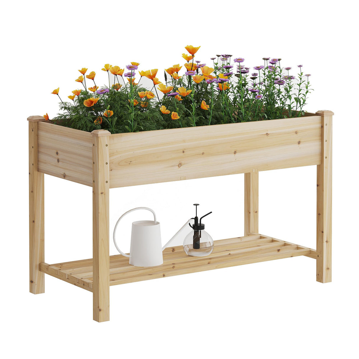 FILWH Raised Garden Bed with Legs Elevated Wooden Planter Box Stand Large Planter Stand Box for Fruits Vegetables Flowers with Divider with Bag - 48 * 24 * 30.5IN FILWH