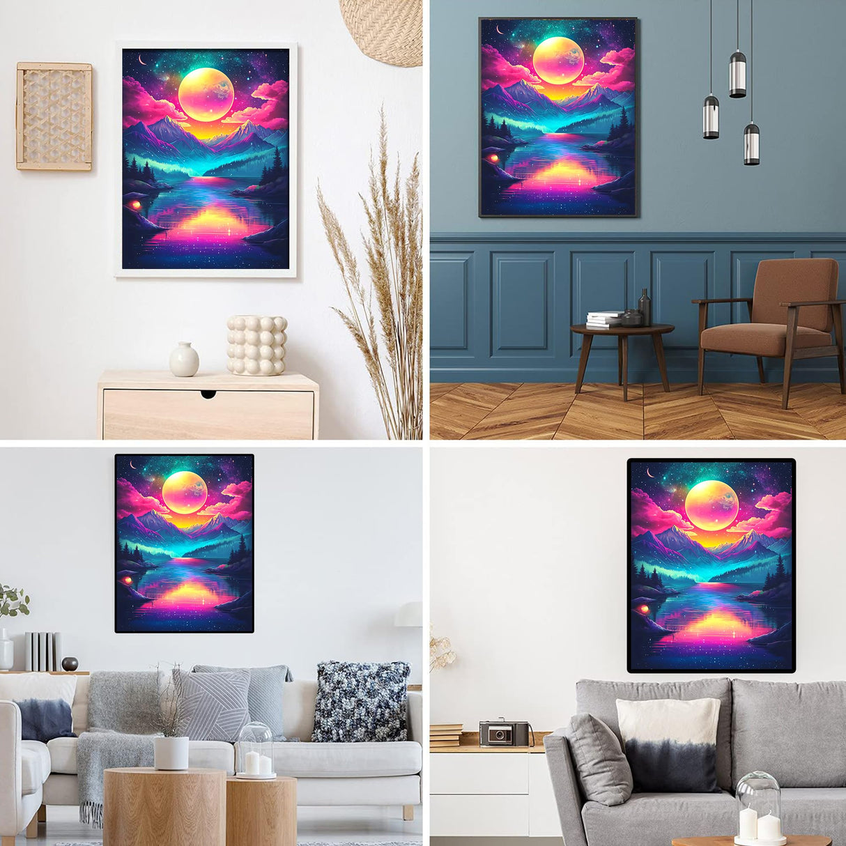 Upigi Moon Diamond Painting Kits for Adults,Moonlight Landscape DIY 5D Diamond Painting Kits for Beginners,Round Full Drill Gem Art Crafts Kit for Home Wall Decor 12 x 16 Inch Upigi