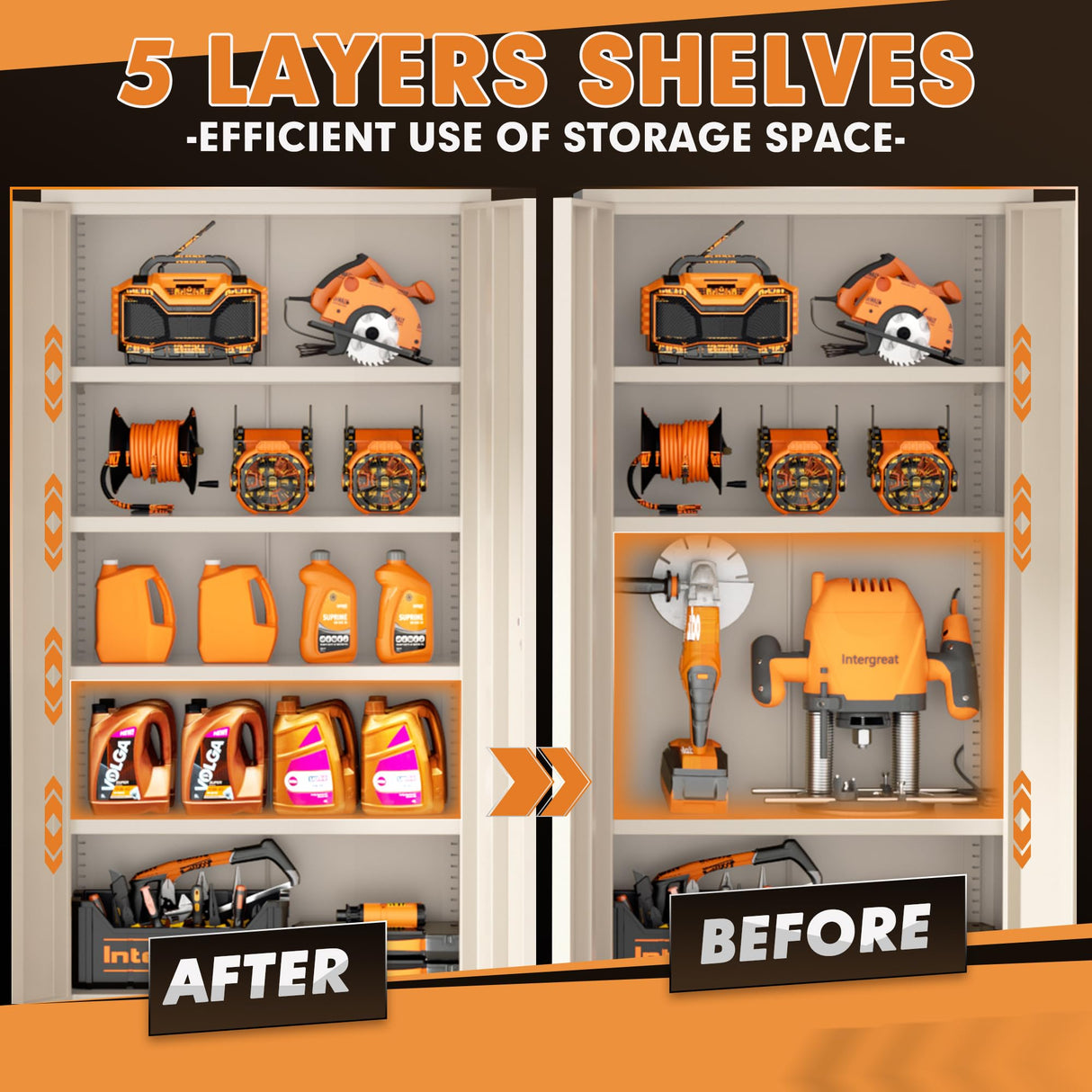 Bonusall Tall Metal Storage Lockers,71 inch Locking Steel Cabinet with Lock,Lockable Storage cabinets with 2 Doors and 4 Shelves,Utility Cabinet for Office,Garage,Warehome,Basement(Beige) Bonusall