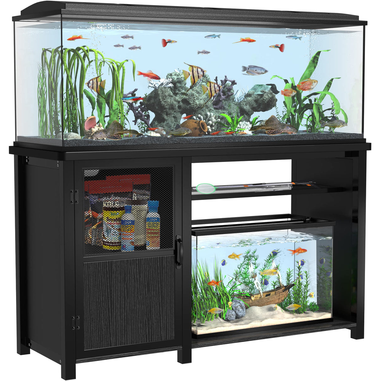 55-75 Gallon Fish Tank Stand,Aquarium Stand with Cabinet Storage and Heavy Duty Metal Frame,52" L*19.68" W Tabletop,1100LBS Capacity GDLF