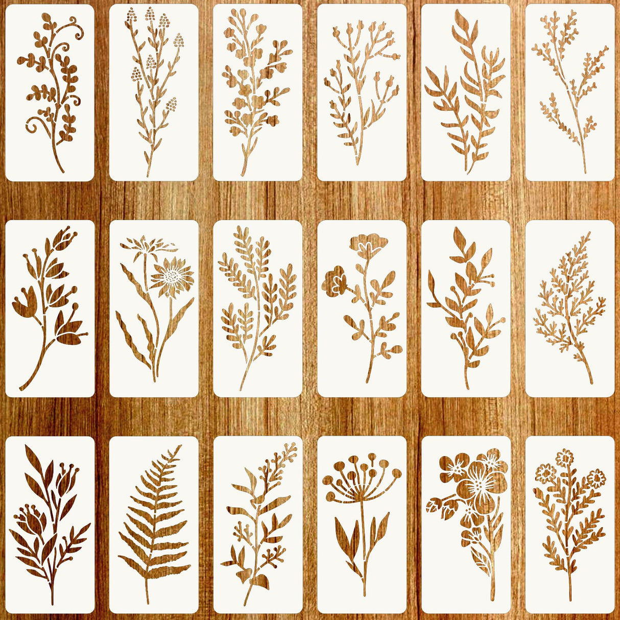 Stencils for Painting on Wood, Reusable Flower Stencils Painting Crafts Templates Drawing Stencil for Painting on Wood, Wall, Furniture(18) Jeffdad