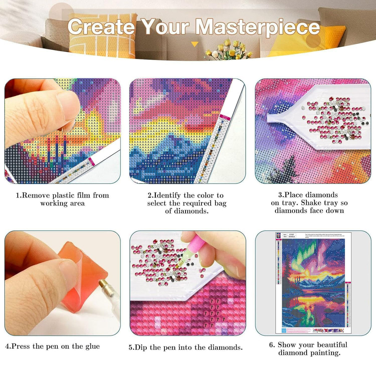 YarnWhimsy Aurora Diamond Art Kits for Adults,Landscape Diamond Painting Kits for Adults Beginners,Mountain 5D Diamond Painting with Round Gem Art Kits for Gift Home Wall Decor 12x16 Inch YarnWhimsy