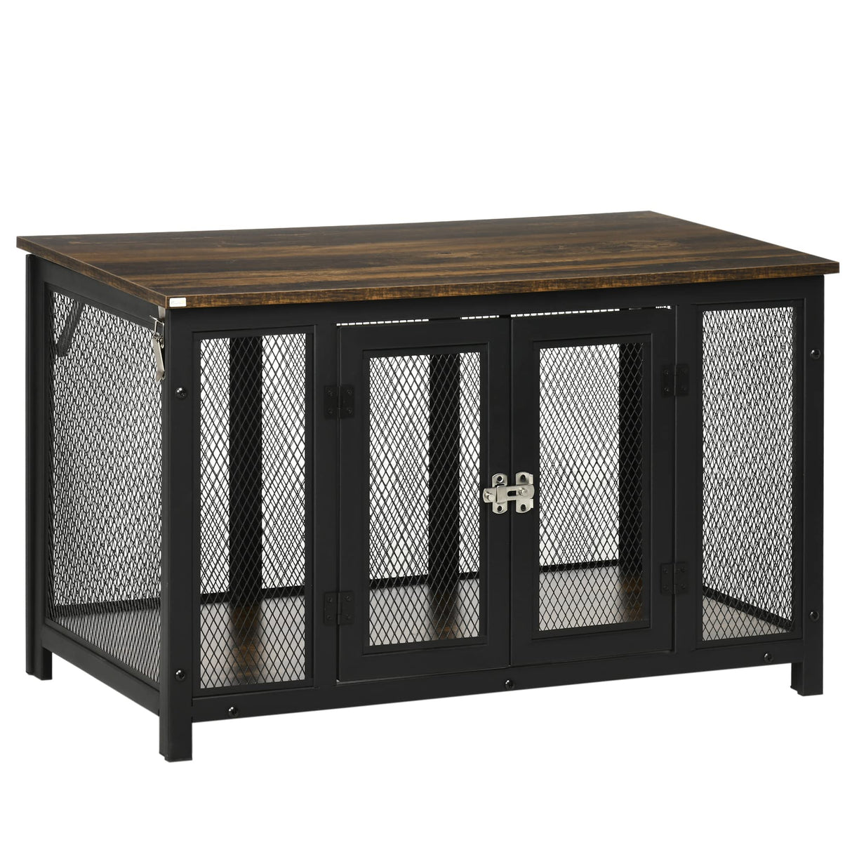 PawHut Furniture Style Dog Crate with Openable Top, Big Dog Crate End Table, Puppy Crate for Small Dogs Indoor, Spacious Interior, Pet Kennel, Brown, Black PawHut