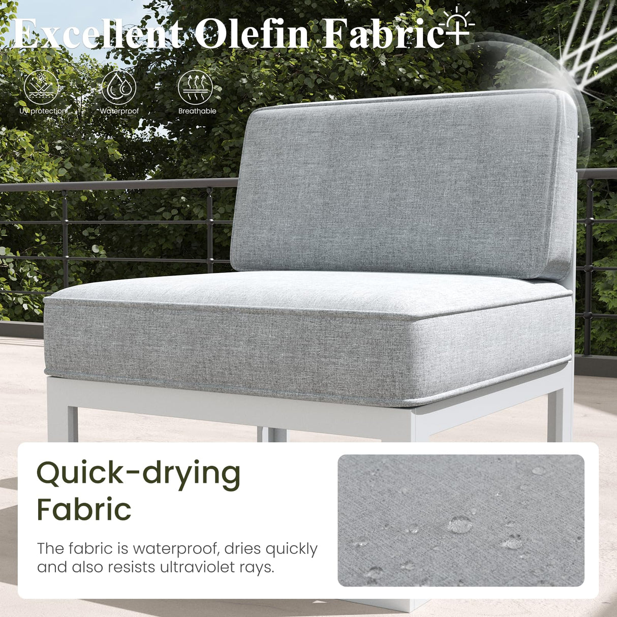 LayinSun 9 Pieces Modern Aluminum Patio Furniture Set with Coffee Table, Outdoor Modular Sectional Conversation Set L-Shaped Sofa for Backyard LayinSun