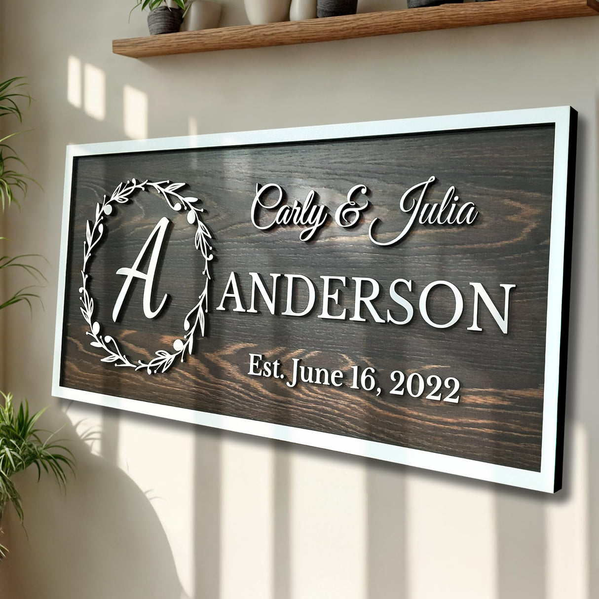 Personalized Wooden Monogram Family Name Sign with Couples Name, Custom Anniversary Gift For Wife, Last Name Plaque with Initial & Established Date, Unique Wedding Gift, Christmas Gifts for Parents aydan's unique finds