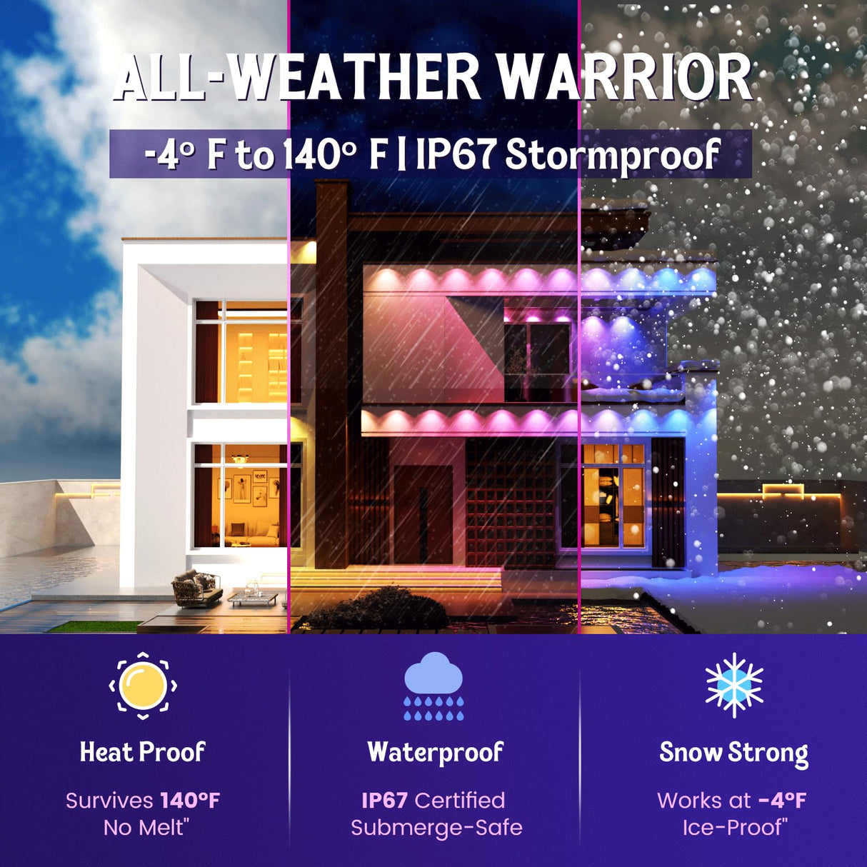 Permanent Outdoor Lights, 150FT RGB Outdoor Lights for House Decor, Smart Eaves Lighting, Extendable LED Strip with IP67 Waterproof, Music Sync, APP/Voice/Remote Control, Alexa/Google Compatible Fitop