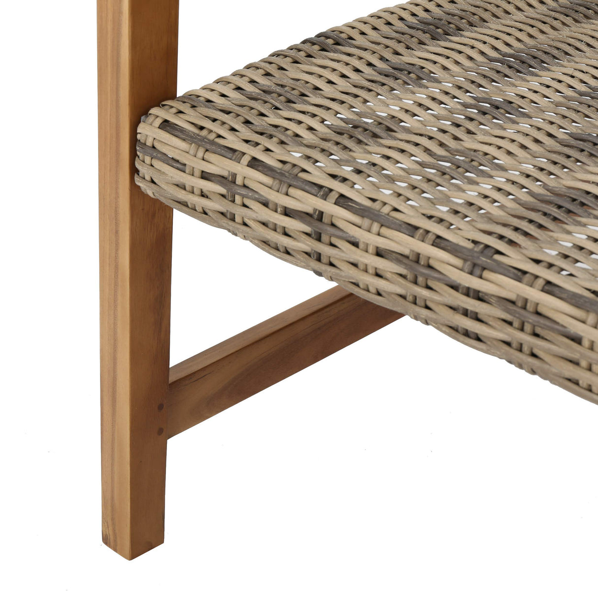 Christopher Knight Home Hampton Outdoor Mid-Century Wicker Club Chairs with Acacia Wood Frame, 2-Pcs Set, Natural Stained / Grey Christopher Knight Home