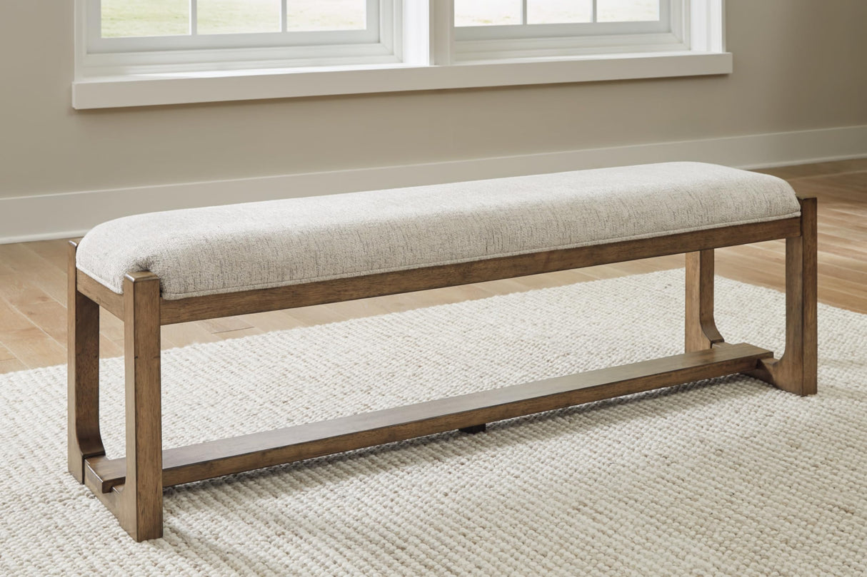 Signature Design by Ashley Cabalynn Farmhouse Upholstered 63" Dining Bench, Beige & Light Brown Signature Design by Ashley