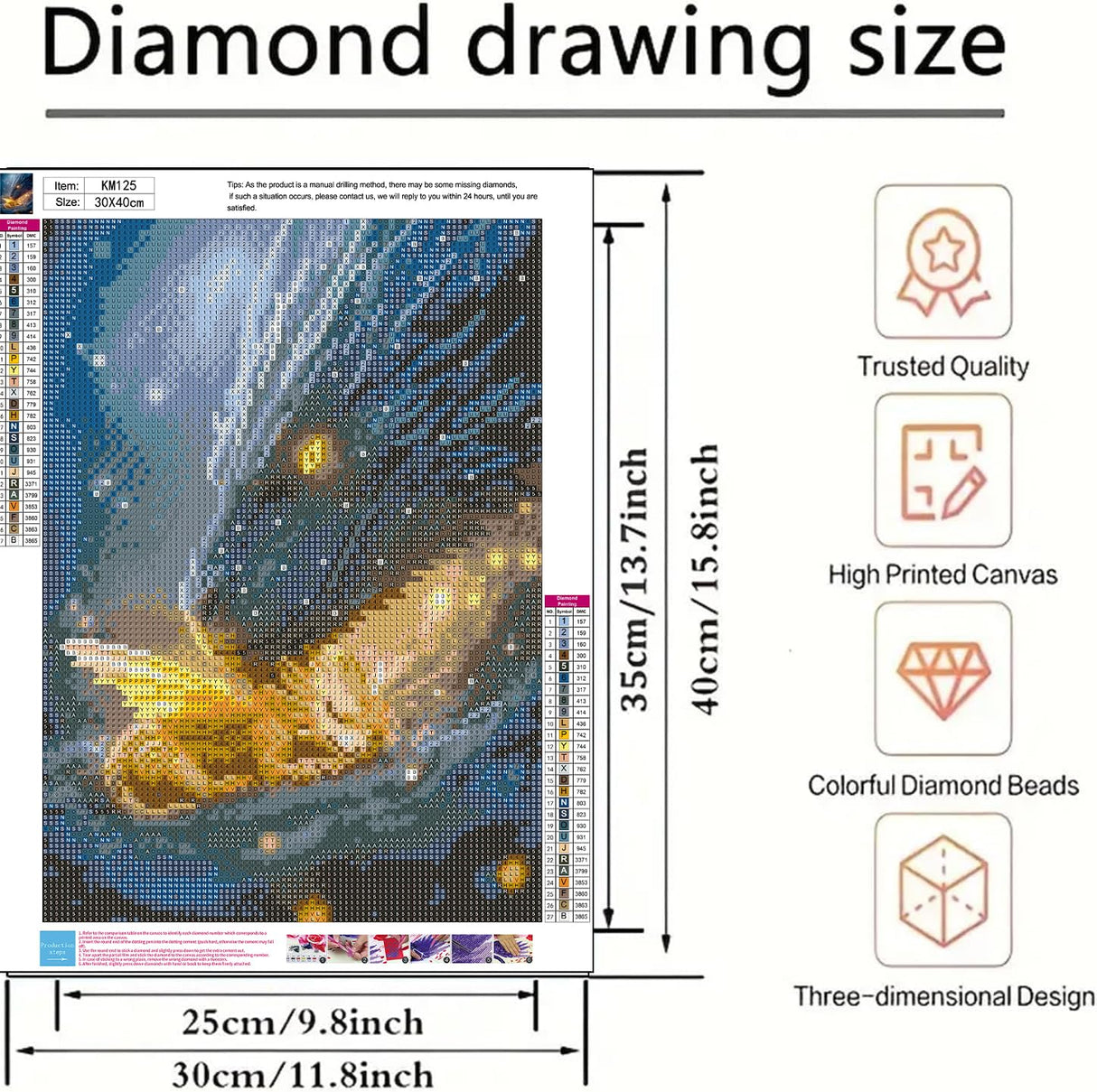 5D Dragon Diamond Painting Kits for Adults, Dragon Diamond Art Kits for Adults Beginner, DIY Full Drill Diamond Dot Gem Painting for Home Wall Decor 12x16inch BYGFHLYW