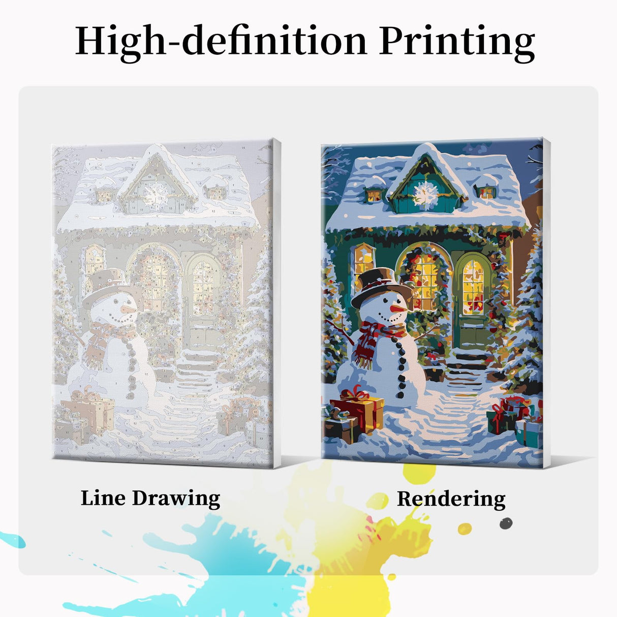 JOOZ Christmas Paint by Numbers Kit for Adults with Frame, Snowman Paint by Number with Easel, DIY Christmas Framed Paint by Number Kits for Gift Home Wall Decor 8x12 Inch JOOZ