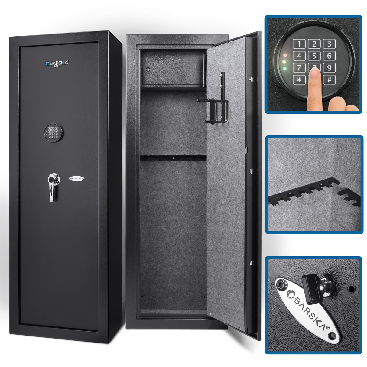 Barska Quick and Easy Digital Access Rifle Firearm and Long Gun Safe for Home with Optional Silent Mode - 14 Position Keypad BARSKA