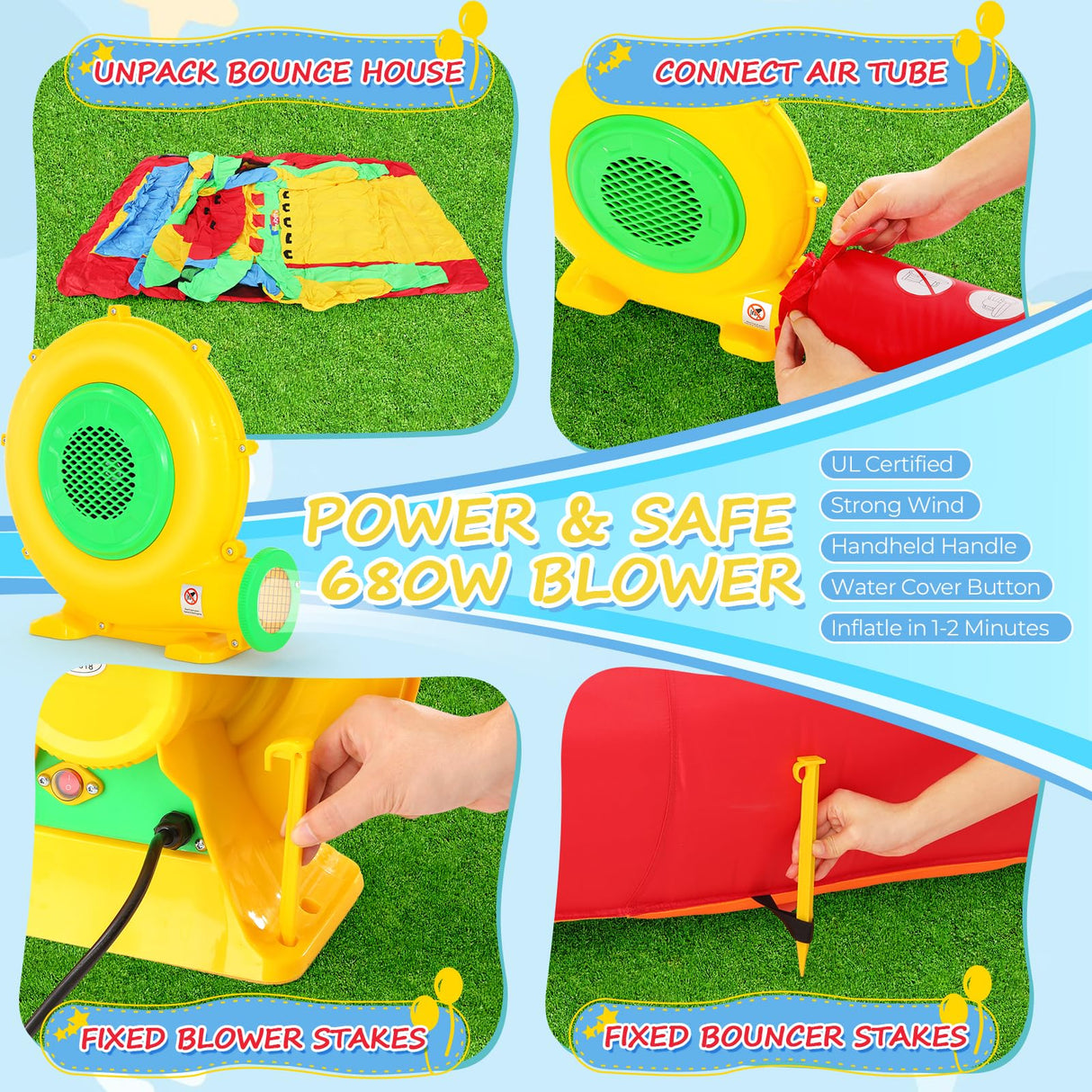 Whubefy Bounce House for Big Kids 8-12, 18 x 8.2FT Kids 3-6 Inflatable Obstacle Course w/Dual Tunnels, Large Slide, Climbing, Obstacles and Bounce Area Castle for Birthday Party, Fun Racing Game Whubefy