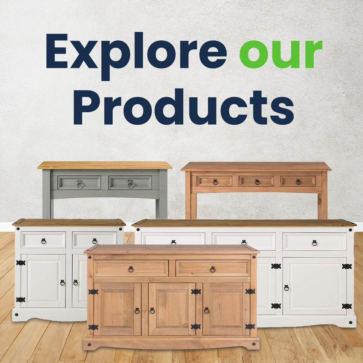 Farmhouse Solid Wood Hall Table with 3 Drawers - Furniture Dash 47.9" Console for Entryway and Foyer Furniture Dash