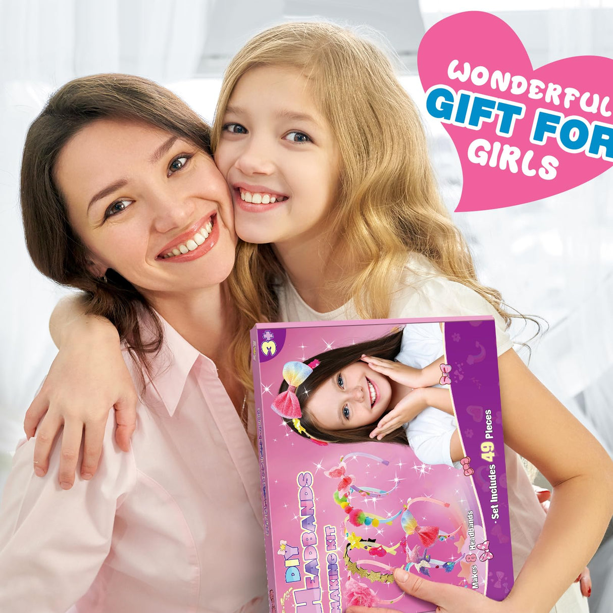 SYOKZEY Hair Accessories for Girls, Headband Making Kit,Toys Gifts for 3-12 Years Old Girls,Toys Age 6-8, Arts and Craft Kits, Birthday Presents DIY Christmas Basket Stuffers- 49 Pc SYOKZEY