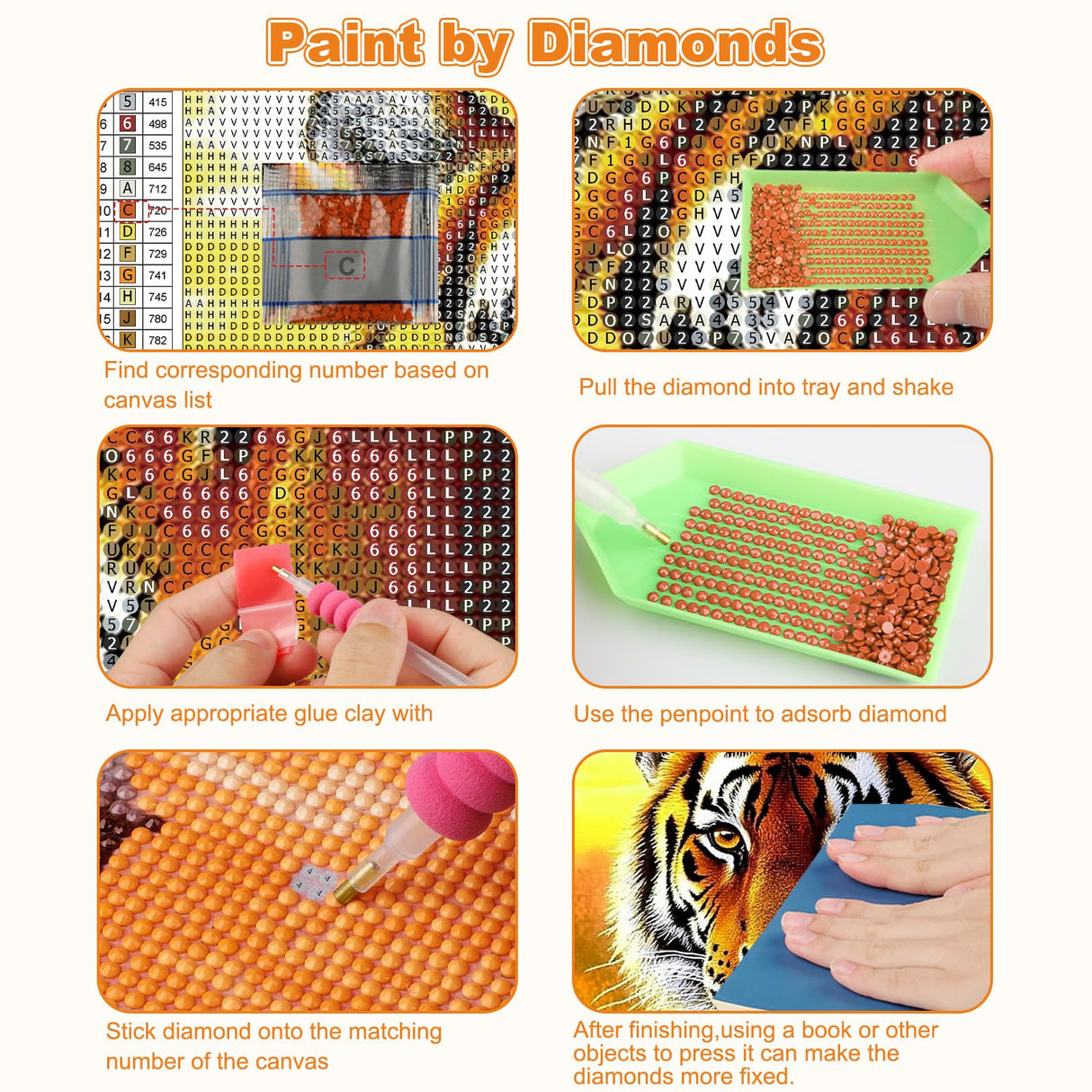 CEOVR Tiger Diamond Art Kits for Adults, Tiger Family 5D DIY Full Drill Diamond Painting Dots Sunset Gem Art, Adult Crafts Kits Arts and Crafts, Wall Decor for Home Office 12x16inch CEOVR