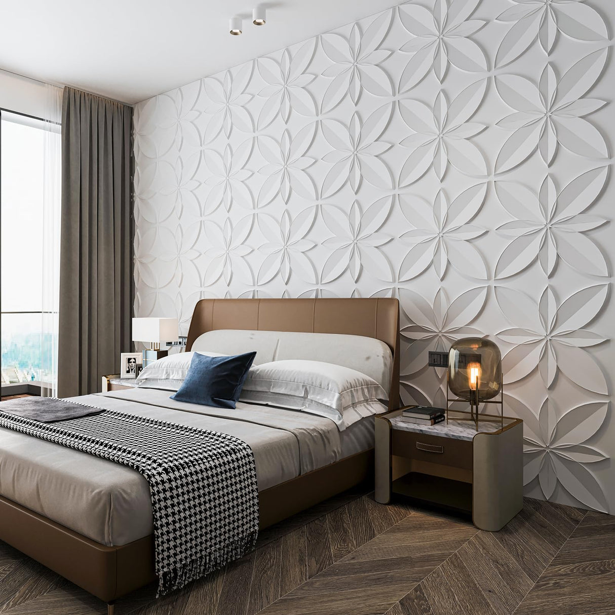 WOWSTAR 12-Pack 24"x24" Drop Ceiling Tiles, Waterproof Glue up White Ceiling Panels, 3D Wall Panels, PVC Wall Tiles, Ceiling Decor WOWSTAR