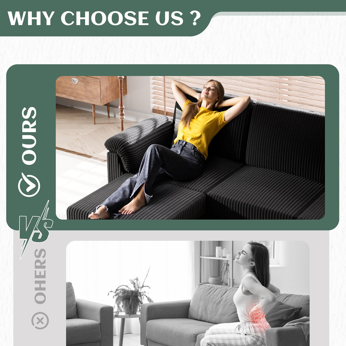 Vongrasig Convertible Sectional Couches, 3 Seat L Shaped Couch Sofa with Removable Pillows Linen Fabric Small Couch Mid Century for Living Room, Apartment and Office Black Vongrasig