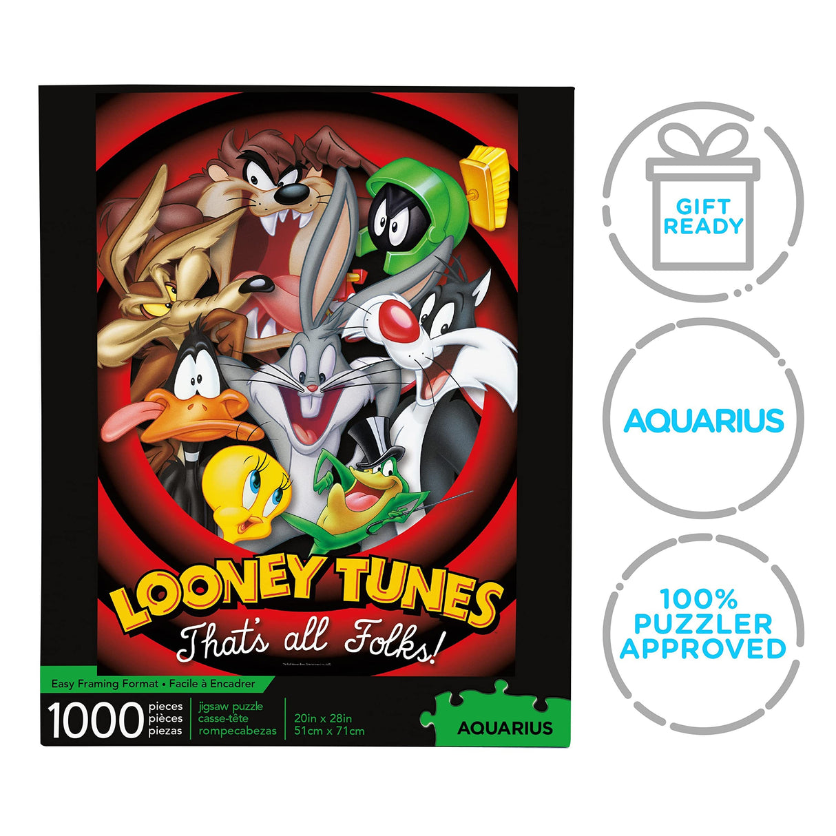 AQUARIUS Looney Tunes Puzzle (1000 Piece Jigsaw Puzzle) - Glare Free - Precision Fit - Officially Licensed Looney Tunes Merchandise & Collectibles - 20 x 28 Inches AQUARIUS