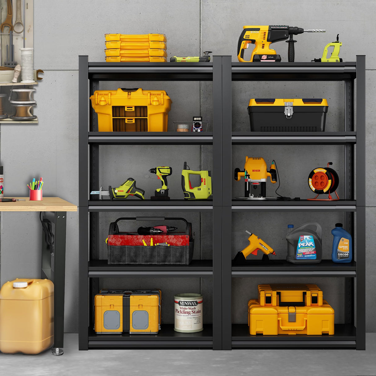 TOPKEY 5-Tier Utility Shelves Garage Storage Shelves, Heavy Duty Metal Storage Shelf for Garage, Kitchen, Warehouse, Adjustable Basement Storage Rack, Load 2000LBS, 63" H x 31.5" W x 15.8" D TOPKEY