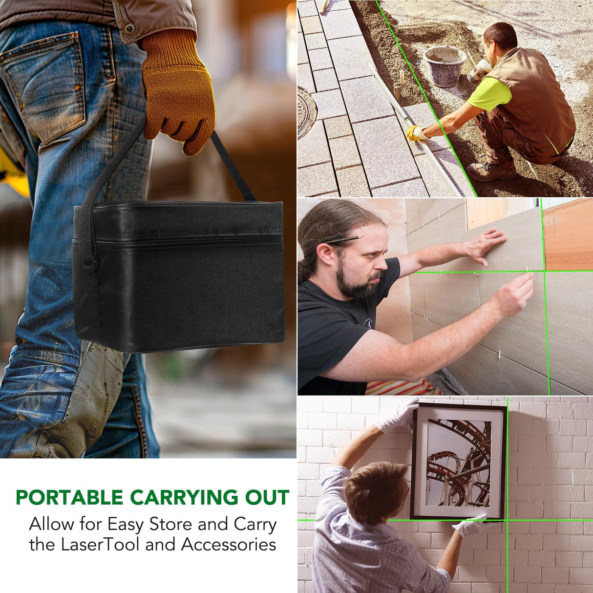 FELLAT Laser Level, 4x360° Self Leveling Green Cross Line Laser for Construction and Picture Hanging with Rechargeable battery, Remote Controller, Magnetic Rotating Stand FELLAT