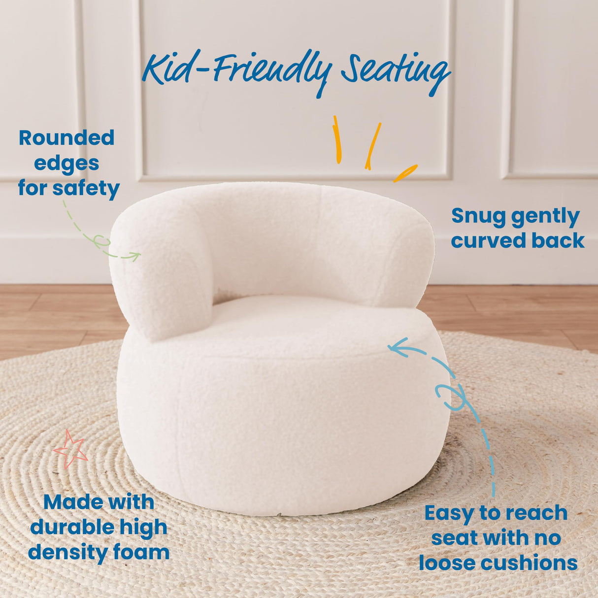 ECR4Kids Sophie Accent Chair, Kids Furniture, White ECR4Kids