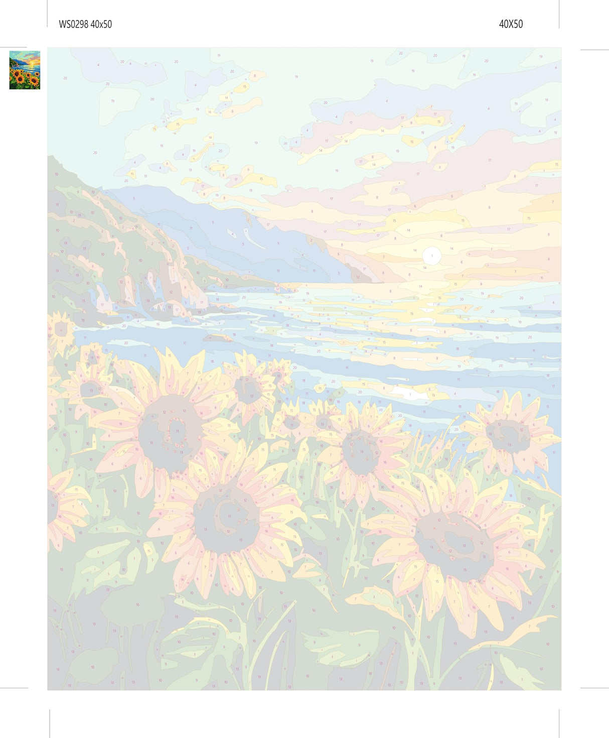 Sunflowers Paint by Number, Sunflower Ocean Paint by Numbers Kit for Adult, Sea at Sunset Poster Wall Art, Mountain DIY Acrylic Painting, Flowers Home Living Room Wall Decor(16x20inch, No Frame) zouewit