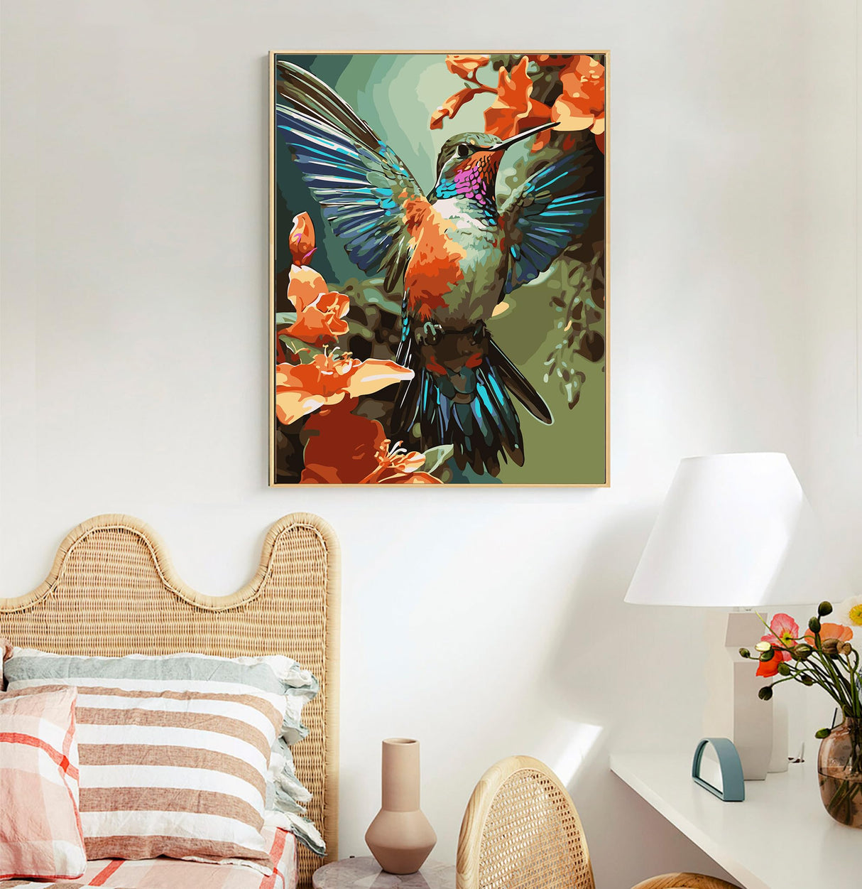 Paint by Numbers Kit for Adults- Hummingbird Adult Paint by Number Kits on Canvas for Beginners, Hummingbird DIY Acrylic Oil Number Painting Kits for Home Wall Decor Gift 16"x 20" (without Frame) Offito