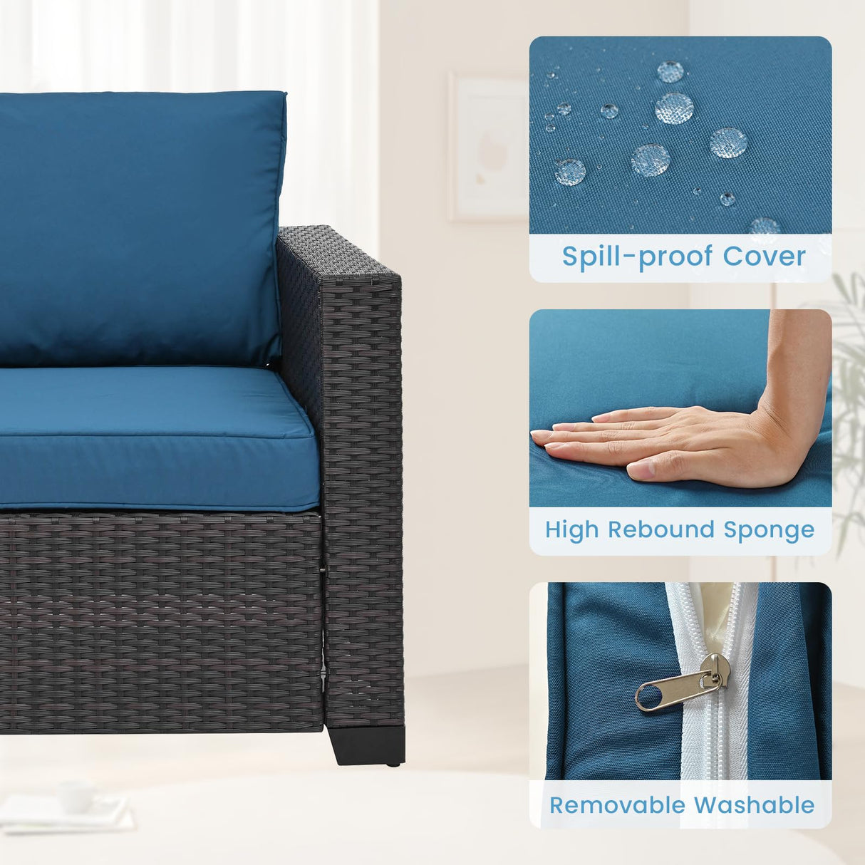 HiDSLiving 10 Pieces Patio Furniture Sets Outdoor,Manual Weaving Wicker Rattan Sectional Sofa Patio Conversation Sets with Cushions & Coffee Table with Hidden Storage for Outside, Balcony, Porch HiDSLiving