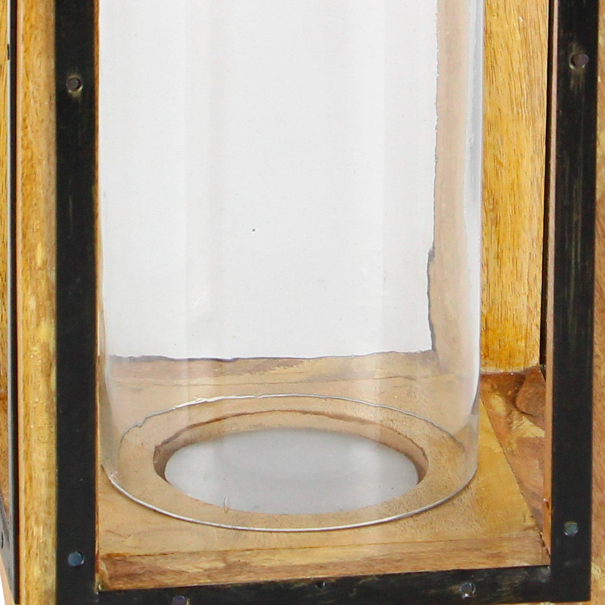 Deco 79 Wood and Metal and Glass Lantern, 8" x 8" x 22" Deco 79