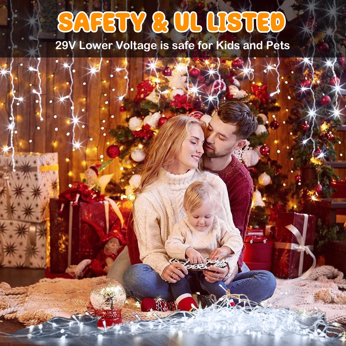 Hezbjiti 1000 LED 403 FT Christmas String Lights Outdoor, 8 Lighting Modes IP44 Waterproof Fairy Lights with Timer and Dimmable Function for Home Party Tree Decorations (Cold White, Clear Wire) Hezbjiti