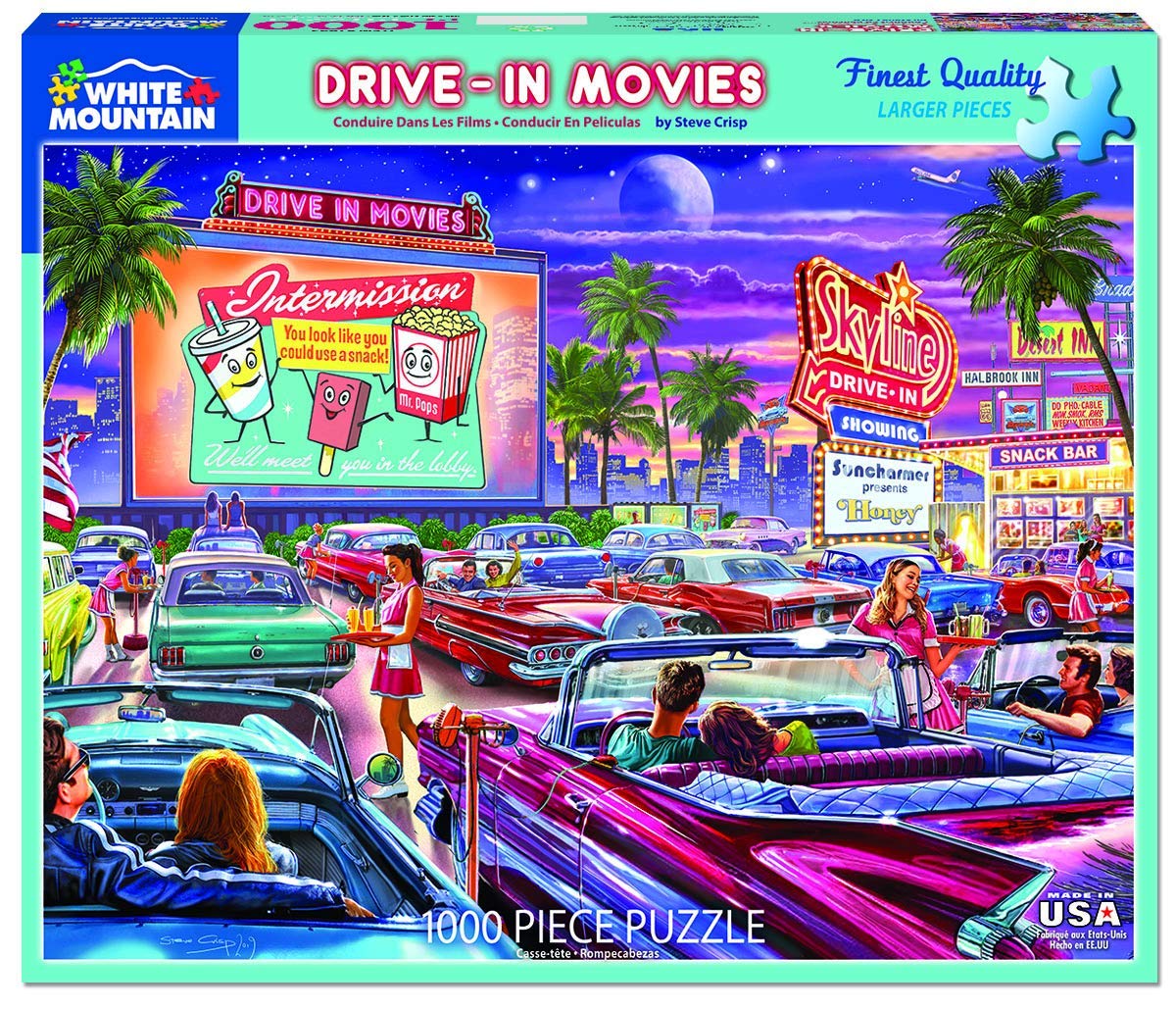 White Mountain Puzzles Drive-In Movie - 1000 Piece Jigsaw Puzzle White Mountain