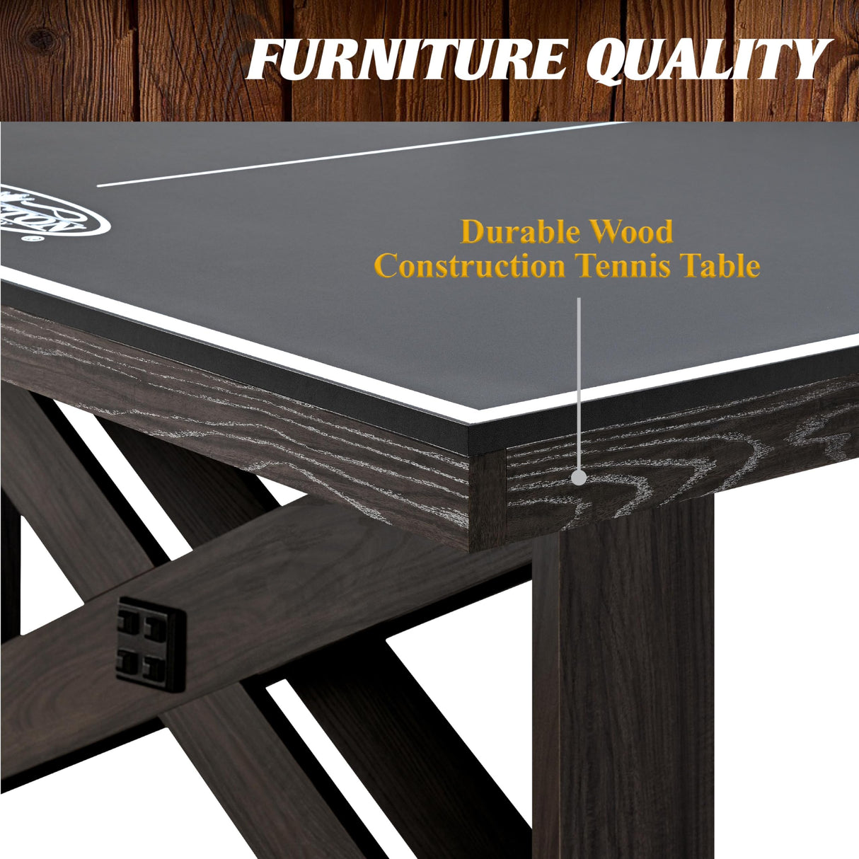 Barrington Billiards Fremont Collection Official Size Table Tennis Table, Black Top/Brown Frame Barrington Billiards