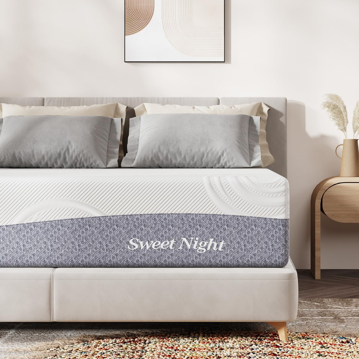 Sweetnight Queen Mattress, 12 Inch Cooling Gel Memory Foam Mattress for Comfy Sleep & Pressure Relief, Plush Foam Mattress with Motion Isolation, Mattress in a Box, Luna, Gray/White Sweetnight