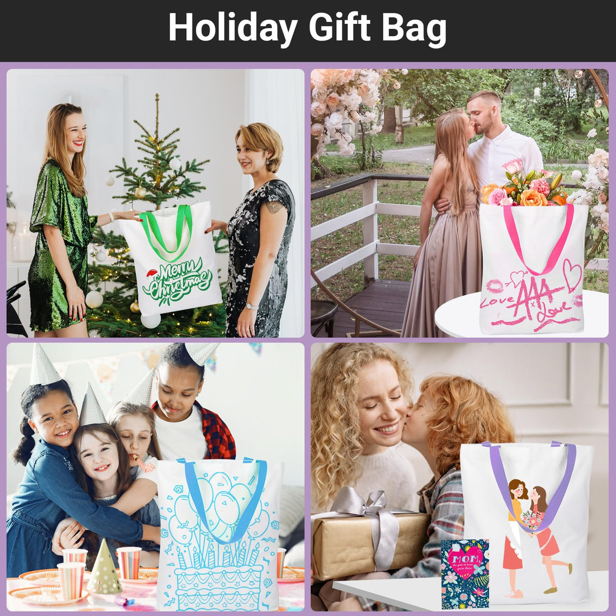 Segarty Sublimation Tote Bag, 30 pack Large White Reusable Women Grocery Bag Blank DIY Heat Transfer Canvas Bag Cosmetic Makeup Bags with Zipper bulk for Decorating Crafting Gift Travel 12oz Segarty