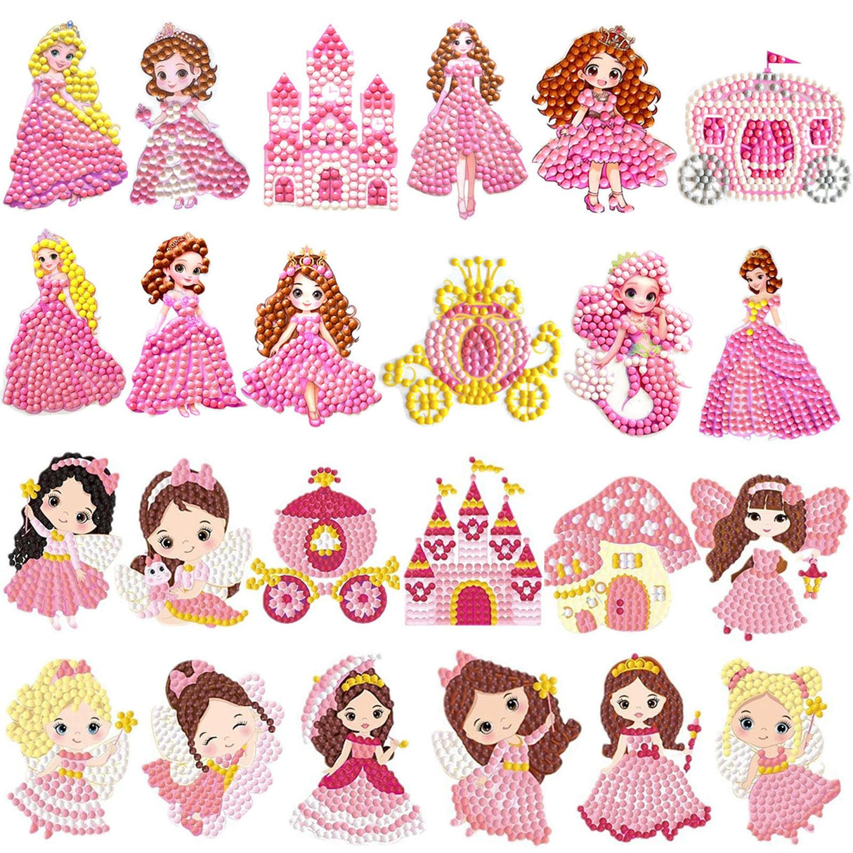 SHOWERRING 5D DIY Diamond Art Stickers Kits for Kids,Cartoon Gem Digital Art Painting Stickers Mosaic Craft Kit (Castle Princess) SHOWERRING