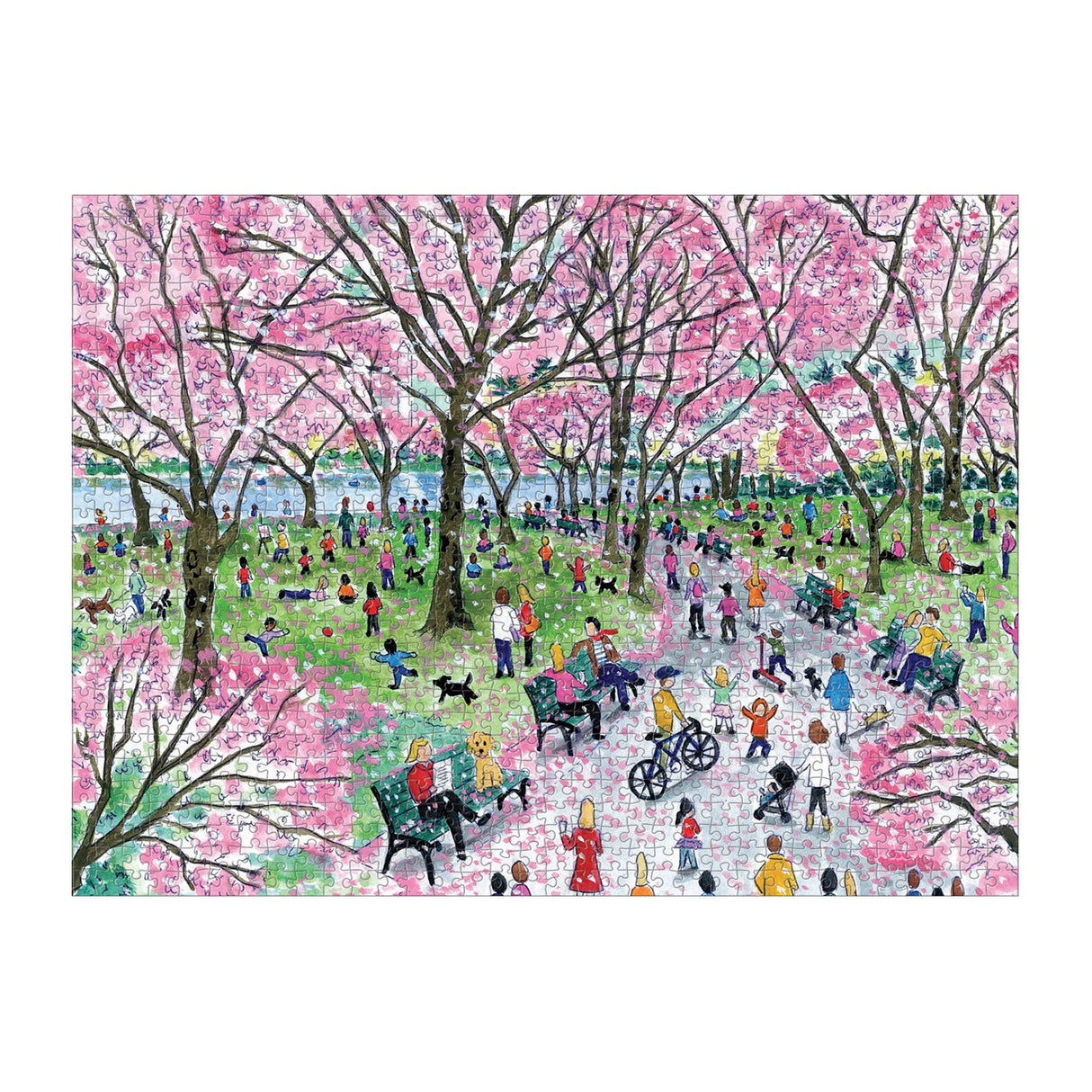 Galison Michael Storrings Cherry Blossoms 1000 Piece Puzzle from Galison - Beautifully Illustrated Jigsaw Puzzle of Cherry Blossom Season in D.C, 27" x 20", Fun & Challenging, Unique Gift Idea Galison