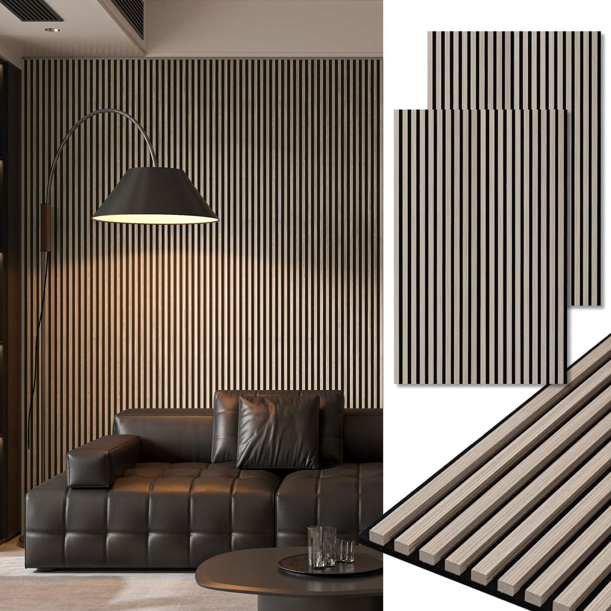 Art3d 2-Pack 48" x 24" Acoustic Wood Panels for Wall, Soundproof Wood Slat Panel for Wall and Ceiling, 3D Fluted Sound Absorbing Paneling for Interior Wall Decor, Living Room, Bedroom - Oak Art3d