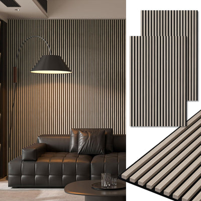 Art3d 2-Pack 48" x 24" Acoustic Wood Panels for Wall, Soundproof Wood Slat Panel for Wall and Ceiling, 3D Fluted Sound Absorbing Paneling for Interior Wall Decor, Living Room, Bedroom - Oak