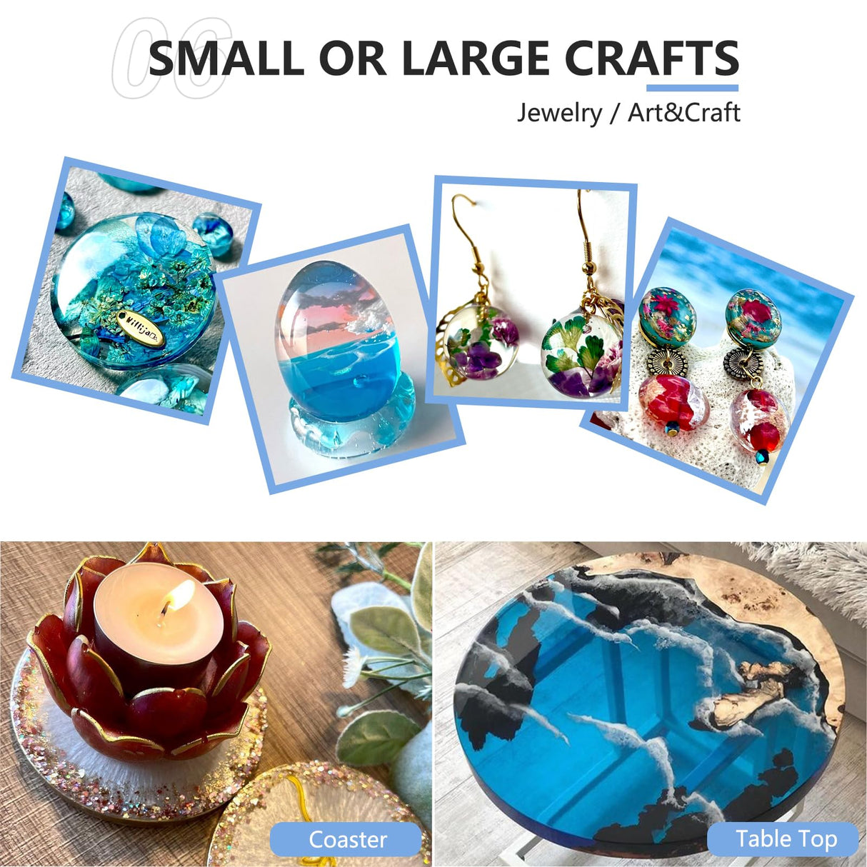 Teexpert Crystal Clear Epoxy Resin Kit 4 Gallon Self-Leveling Coating and Casting Resin, High-Gloss & Bubbles Free Resin and Hardener Kit for DIY Art, Jewelry, Table Top, Molds, Wood 1:1 Ratio Teexpert