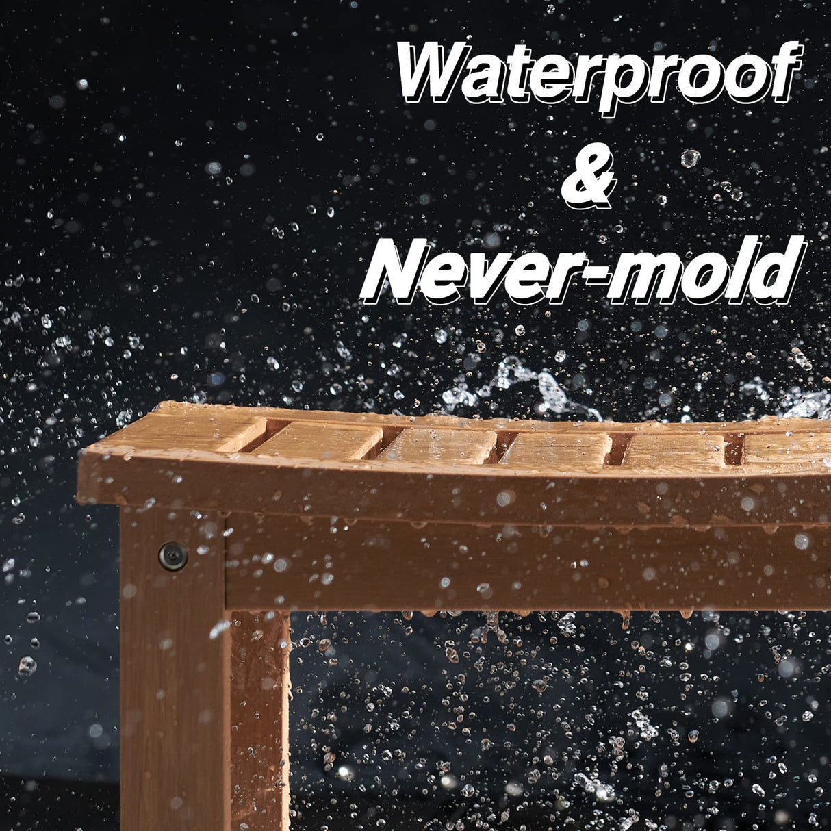 Psilvam Poly Lumber Shower Bench, Shower Stool with Storage Shelf, Water Resistant & Non-Slip Design Shower Seat for Bathroom, Living Room, Bedroom 21 1/4"×14"×18 1/2"(Teak Color) Psilvam