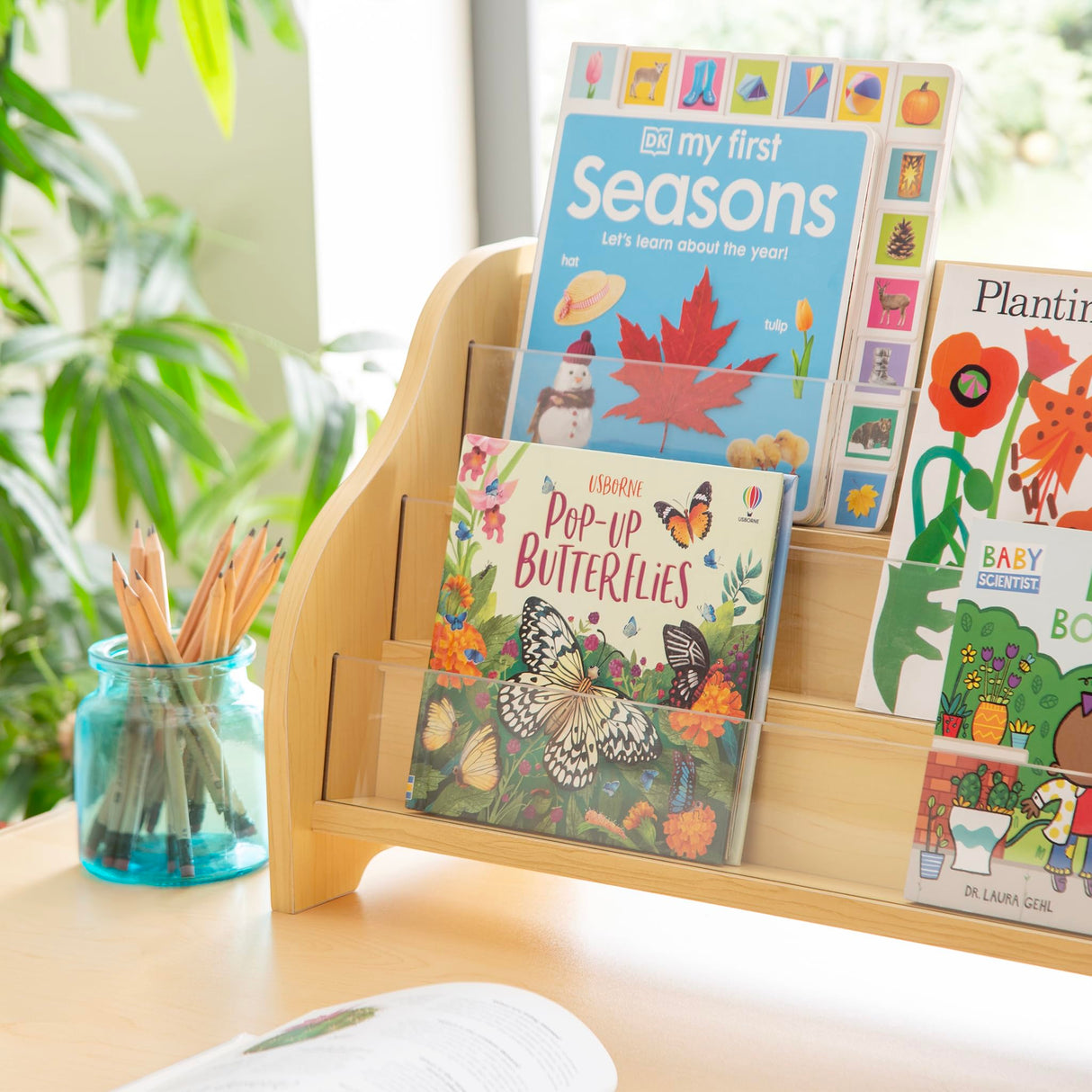 Guidecraft Tabletop Book Display: Book Shelf Display Rack for Kids Room Guidecraft