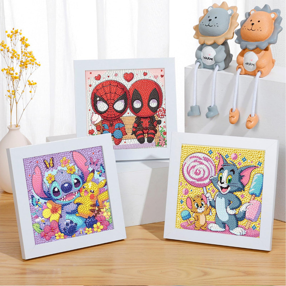 4 Packs Cartoon Diamond Art Kits for Kids,5D DIY Diamond Art Painting Kits for Kids Ages 4-8-12,Mosaic Kits Full Round Drills for Gifts and Home Wall Decor 6X6 Inch Fuinkqe