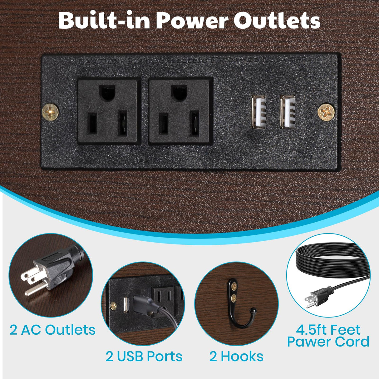 PAWZOO 55-75 Gallon Fish Tank Stand - Heavy Duty Aquarium Stand with Power Outlets, Cabinet for Fish Tank Accessories Storage, Metal Frame, Suitable for Fish Tank, Turtle Tank, 880LBS Capacity, Brown PAWZOO