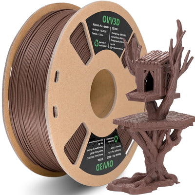 OVVNYXE OVV3D Wood PLA Filament 1.75mm, Black Walnut Wood 3D Printer Filament, Wood Add More Than 30% Real Wood Fiber, Matte and Frosted 1.75 Wood Printing 1kg